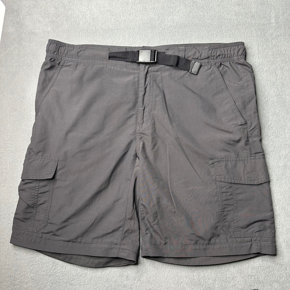 Eddie Bauer Cargo Shorts Mens 36 Gray Nylon Hiking Lightweight Integrated Belt - Picture 1 of 10